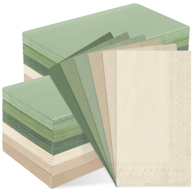 Whaline 120Pcs Sage Green Guest Napkin Nude Sage Green Color Disposable Paper Pack Wedding Dinner Hand Napkin Towel for Wedding Birthday Bride Shower Party Supplies - Image 1