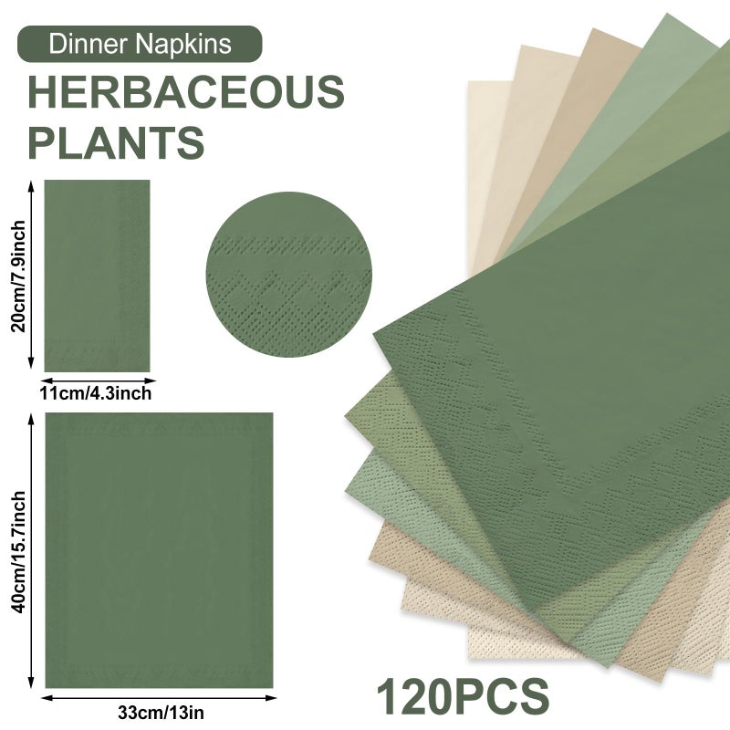 Whaline 120Pcs Sage Green Guest Napkin Nude Sage Green Color Disposable Paper Pack Wedding Dinner Hand Napkin Towel for Wedding Birthday Bride Shower Party Supplies - Image 2