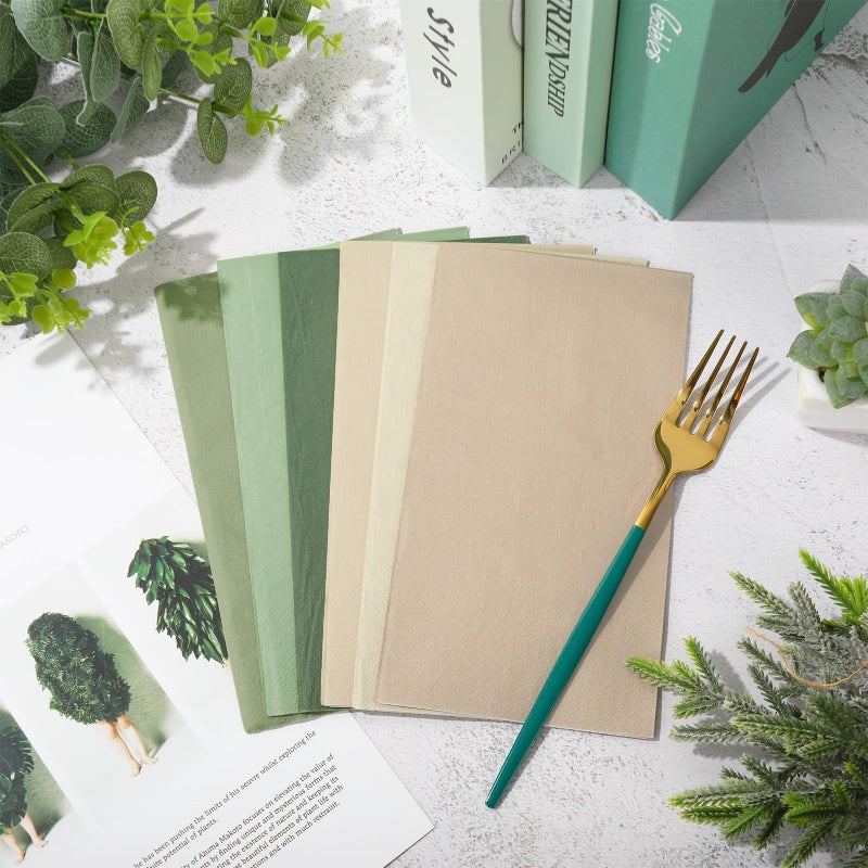 Whaline 120Pcs Sage Green Guest Napkin Nude Sage Green Color Disposable Paper Pack Wedding Dinner Hand Napkin Towel for Wedding Birthday Bride Shower Party Supplies - Image 4