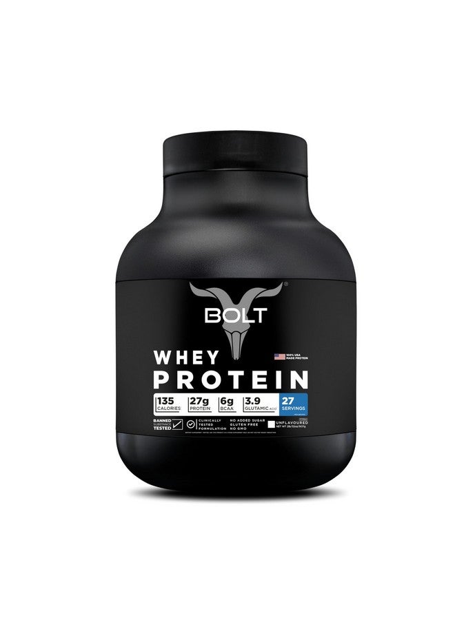 Bolt 100% Whey Protein Powder|With Superfood Phycocyanin|2Lb/907Gm (27 Servings)|Unflavoured - Image 1
