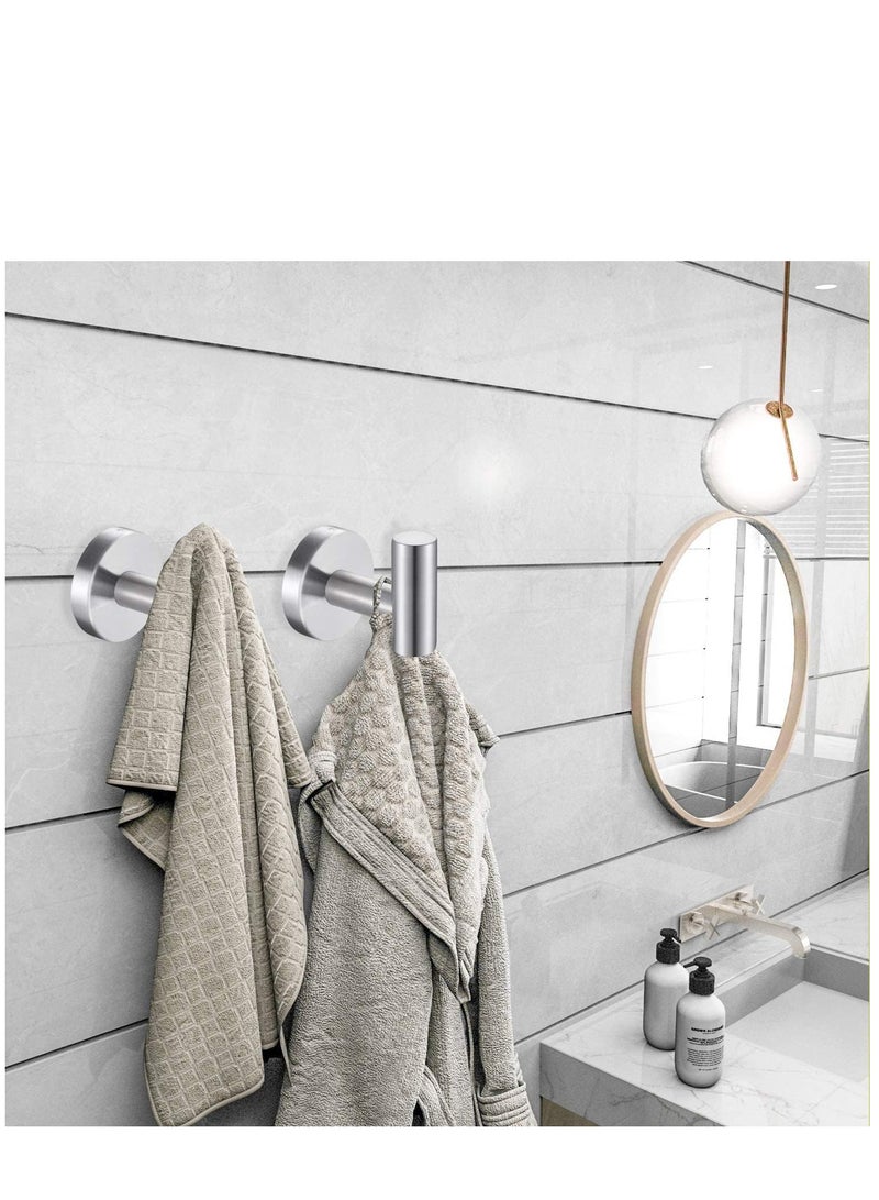 SYOSI Wall Towel Hooks Coat Hook Bathroom Robe 304 Stainless Steel Heavy Duty Door Hanger Towel Robe Clothes Cabinet Closet Sponges Hook Bathroom Bedroom Kitchen Hotel Pool 4 Packs (Silver) - Image 5