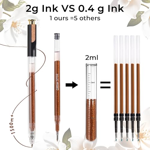 ZSCM Retractable Glitter Gel Pens,72 Colors Large Capacity Multicolor Glitter Metallic Gel Ink Pens, 1 mm Fine Point Smooth Writing Color Pens for Adult Coloring Book Note Taking Aesthetic Art Supplies - Image 3