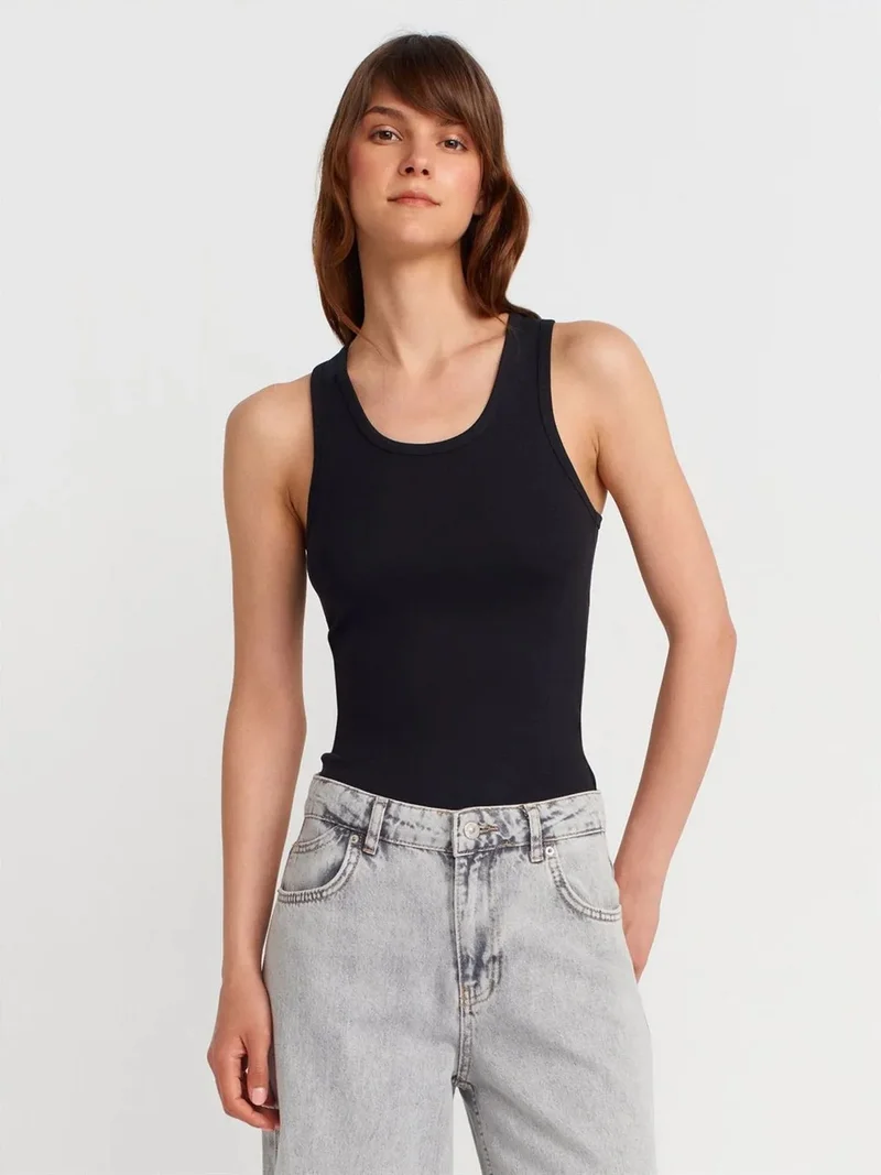 ديلفين Dilvin Ribbed Sleeveless Cami Blouse