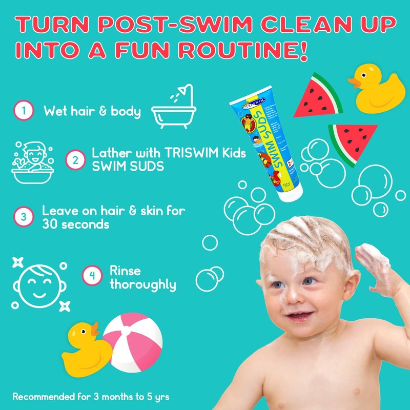 TRISWIM Kidâ€™s SWIM SUDS Formulated for BABIES and up. NATURAL, TEAR-FREE, 2-in-1 Shampoo and Body Wash | Gently Removes Chlorine & Saltwater | Ensuring a Delightful Post-Swim Routine - Image 2