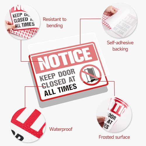 LUHIMO 2PCS Keep Door Closed Sign，Self-Adhesive Weatherproof and Fade-Resistant Please Keep Door Closed At All Time Sign Sticker for Home, Office, Buildings, Workplace & More - Image 3