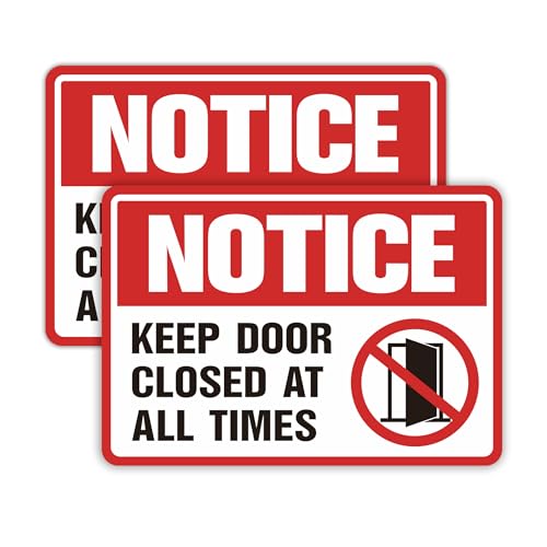 LUHIMO 2PCS Keep Door Closed Sign，Self-Adhesive Weatherproof and Fade-Resistant Please Keep Door Closed At All Time Sign Sticker for Home, Office, Buildings, Workplace & More - Image 1