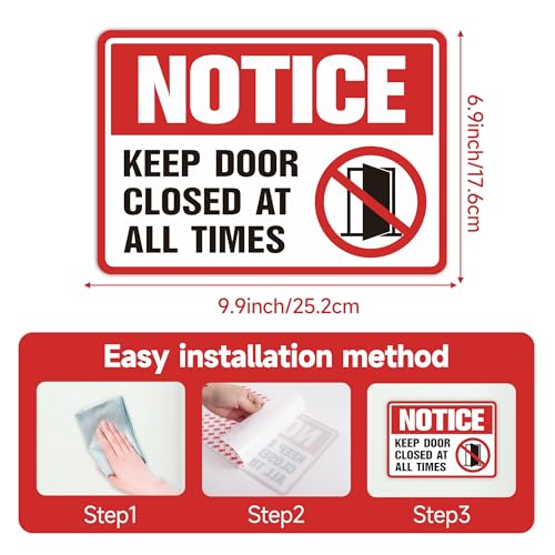LUHIMO 2PCS Keep Door Closed Sign，Self-Adhesive Weatherproof and Fade-Resistant Please Keep Door Closed At All Time Sign Sticker for Home, Office, Buildings, Workplace & More - Image 2