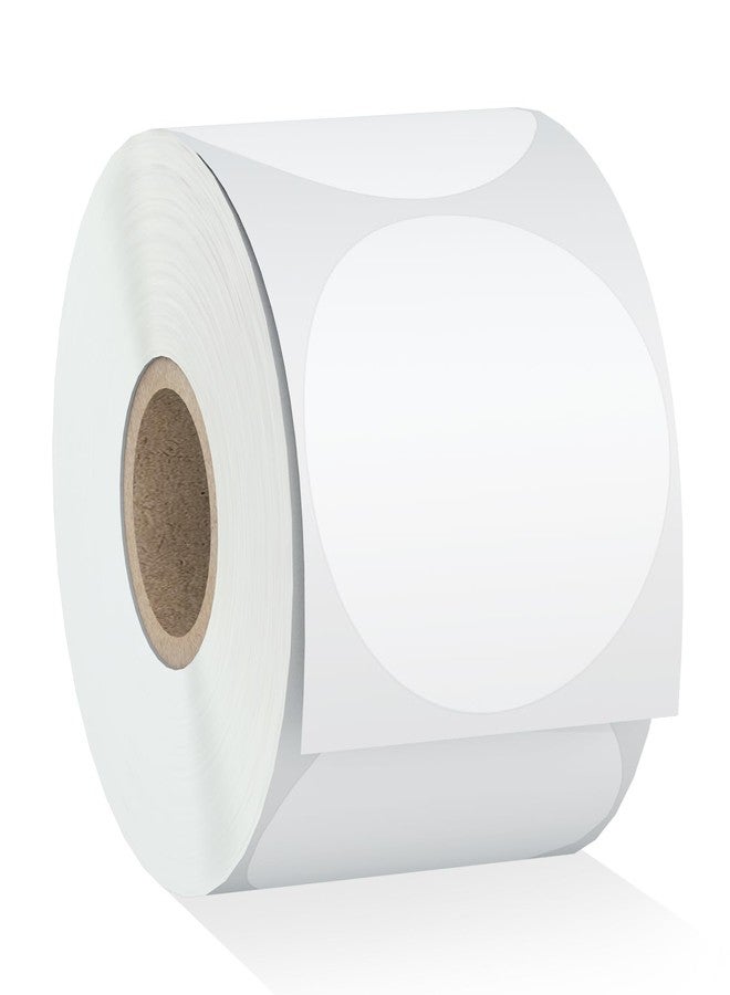 Misofuki 2" 750 Labels White Circle Direct Thermal Stickers Labels Roll Compatible with Zebra, Rollo, MUNBYN, Self-Adhesive Round Direct Thermal Labels - Image 1