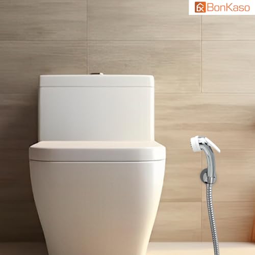 BonKaso: ABS Health Faucet | Chrome Silver Jet Spray for Toilet- High-Pressure Handheld Bidet Sprayer, Leak-Proof Push Button, Anti-Clog Nozzles | 1M Tangle-Free Stainless Steel Hose | Flexible Tube - Image 5
