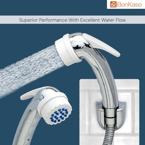 BonKaso: ABS Health Faucet | Chrome Silver Jet Spray for Toilet- High-Pressure Handheld Bidet Sprayer, Leak-Proof Push Button, Anti-Clog Nozzles | 1M Tangle-Free Stainless Steel Hose | Flexible Tube - Image 3