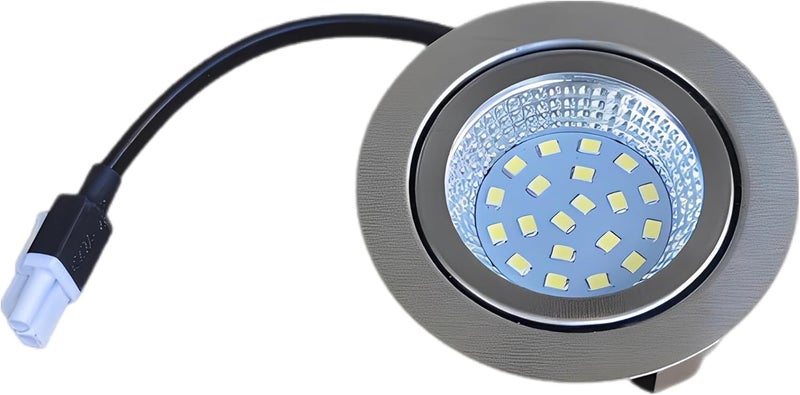 Silver Finish Led Puck Lamp, 3W 110V Recessed Light with Metal Casing, Spotlight Design, 2.68 Inch Diameter, Replaces 20W Halogen for Furniture, Cabinet, Wardrobe Illumination - Image 1