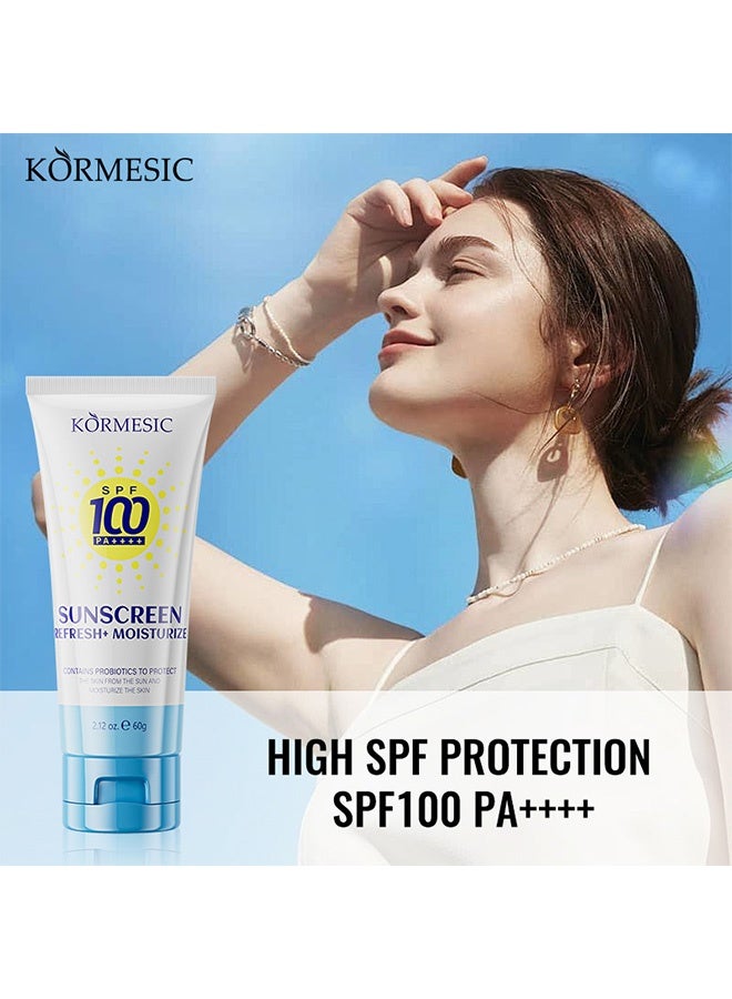 Kormesic Suncreen，High Protection Sunscreen for Face & Body SPF100+ PA++++ | Broad Spectrum Sunscreen with Centella & Jasmine | Waterproof, Non-Greasy, Hydrating | Perfect for Outdoor, Beach, Travel & Daily Use - Image 2