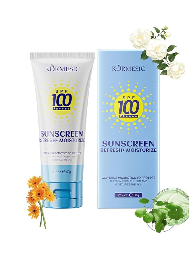 Kormesic Suncreen，High Protection Sunscreen for Face & Body SPF100+ PA++++ | Broad Spectrum Sunscreen with Centella & Jasmine | Waterproof, Non-Greasy, Hydrating | Perfect for Outdoor, Beach, Travel & Daily Use - Image 1