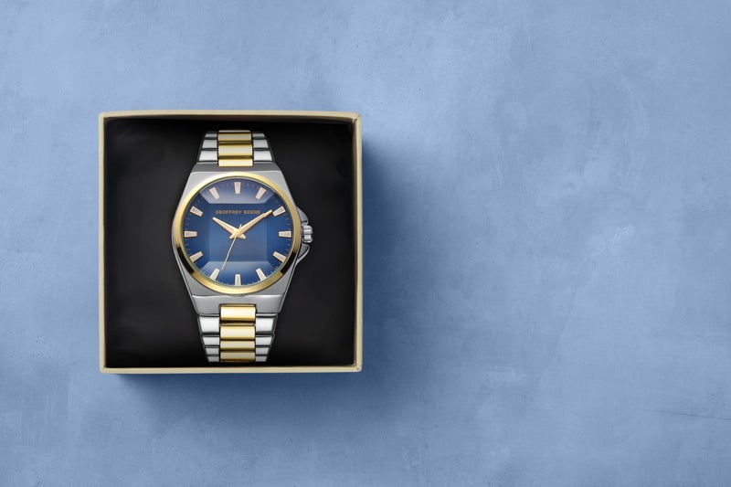 Geoffrey Beene Two Tone Gold Men's Metal Dress Watch Classic Quartz, Elegant Design, Water-Resistant - Image 2