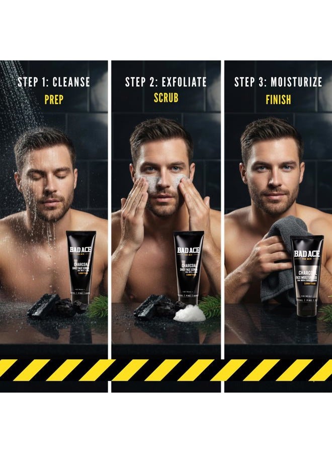BAD ACE Charcoal Daily Face Wash with Scrubs for Men - Summit Rain (Korean Skin Care) - Image 3