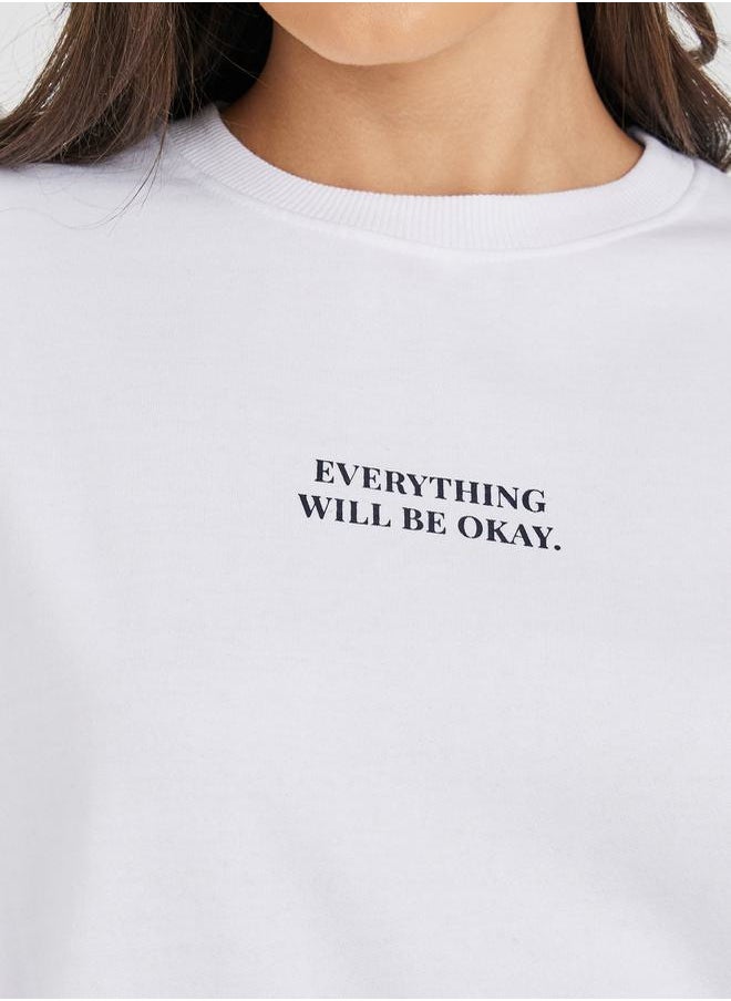 Styli - Regular Fit Slogan Print Sweatshirt - Image 1