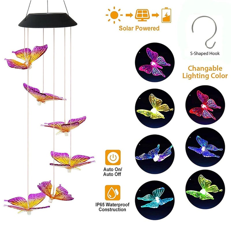 Tuch-much Tuchmuch Decorative Hanging Solar Wind Chimes LED Color Changing Outdoor Indoor Waterproof Wind Mobile Lights for Balcony Garden Decor Great Gift Ideas  - Image 2