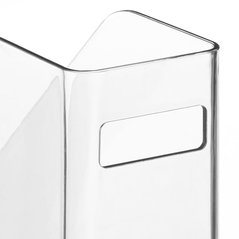 mDesign Plastic Slim Vertical File Folder Storage Organizer Bin with Handle - Hold Notebooks, Binders, Envelopes, Magazines for Home Office, Work Desktops, Ligne Collection, 2 Pack, Clear - Image 4