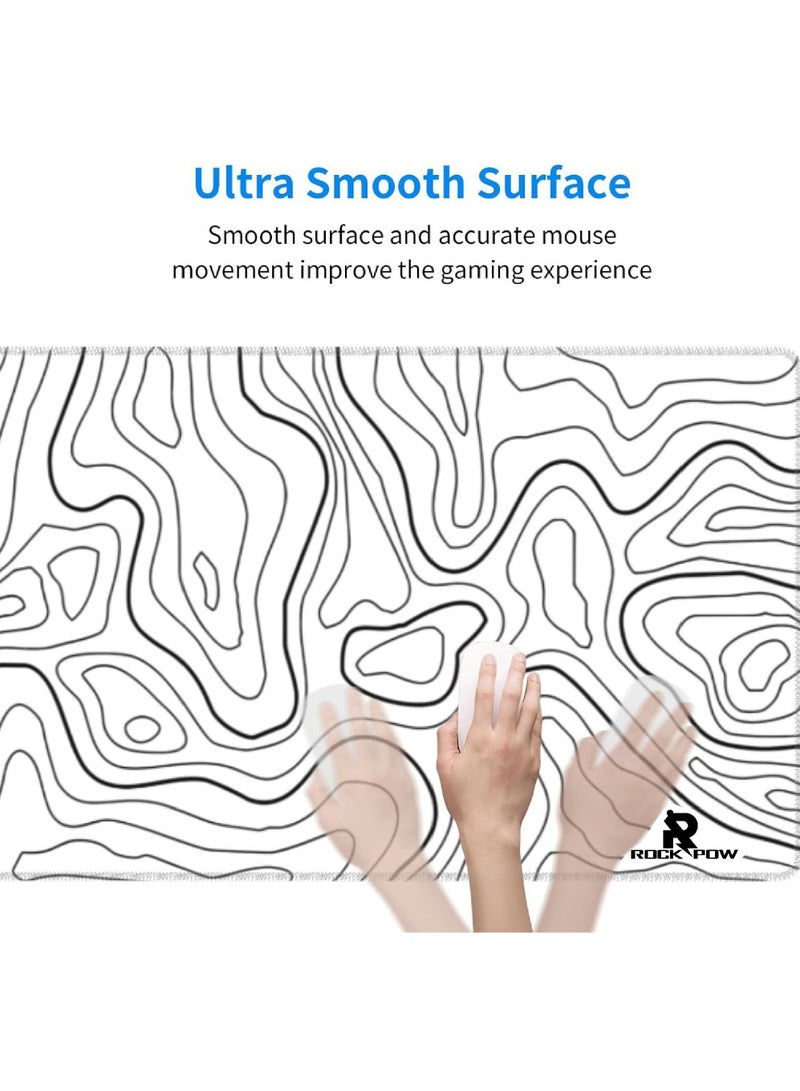 Hedonists وسادة ماوس طوبوغرافية مقاومة للماء، حصيرة ماوس ممتدة للألعاب للمنزل والمكتب، وسادة كبيرة للكمبيوتر المحمول ولوحة المفاتيح مع قاعدة مطاطية مانعة للانزلاق، حواف مخيطة (800 * 300 * 3 مم) - Image 4