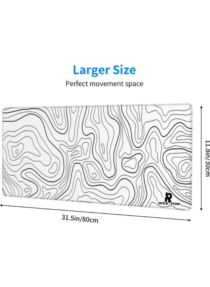 Hedonists وسادة ماوس طوبوغرافية مقاومة للماء، حصيرة ماوس ممتدة للألعاب للمنزل والمكتب، وسادة كبيرة للكمبيوتر المحمول ولوحة المفاتيح مع قاعدة مطاطية مانعة للانزلاق، حواف مخيطة (800 * 300 * 3 مم) - Image 2