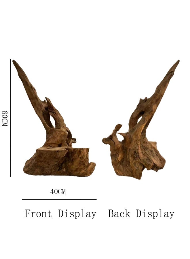 ديكور حوض السمك من جذر شجرة طبيعية بطول 60 سم من خشب الطفو الممتاز لأحواض الأسماك والتراريوم والمنزل والمكتب، ديكور فني خشبي ريفي فريد من نوعه - Image 4