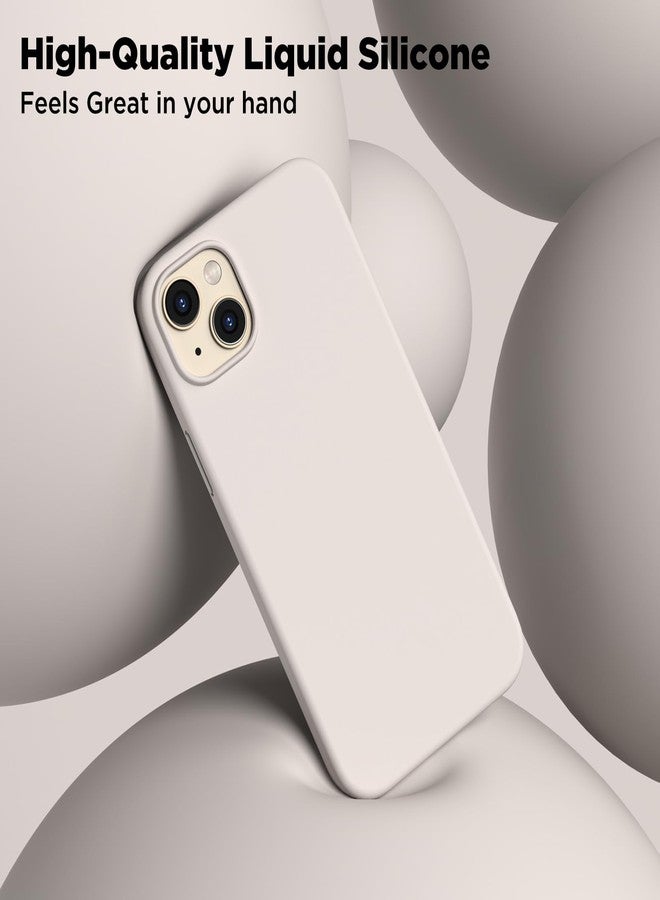 جراب COFFKER لهاتف iPhone 13 مع [2 واقي شاشة]، مصنوع من السيليكون السائل المقاوم للصدمات، مع بطانة ناعمة من الألياف الدقيقة المضادة للخدش، جراب نحيف ورفيع لهاتف iPhone 13 مقاس 6.1 بوصة، لون حجري - Image 4