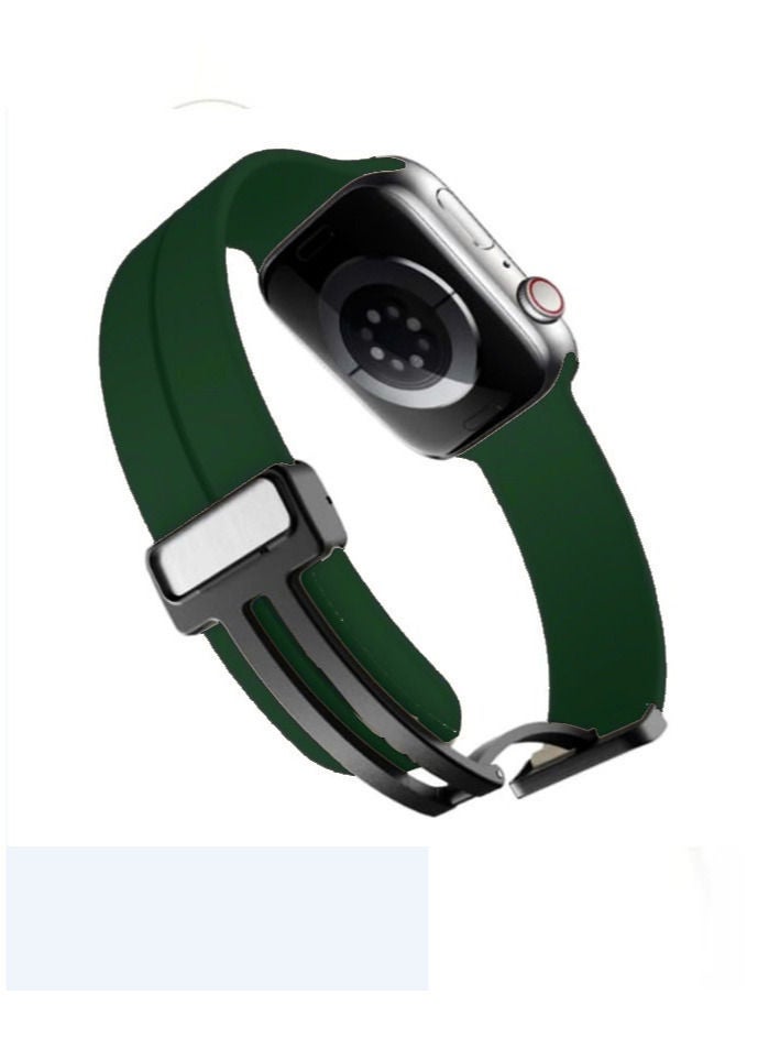 سوار ساعة ابل بقفل مغناطيسي شكل عصري مقاس 42/44/45/49 لون زيتي - Image 3