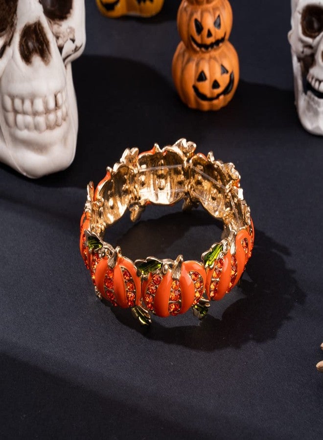 Madison Tyler Halloween Pumpkin Bracelet for Women | Stretch Bracelets Consisting of 8 Pumpkins with Red Crystal | Halloween Holiday Party Gifts - Image 5