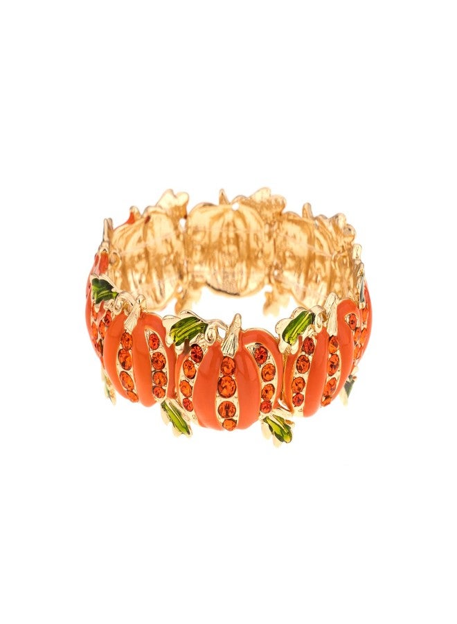 Madison Tyler Halloween Pumpkin Bracelet for Women | Stretch Bracelets Consisting of 8 Pumpkins with Red Crystal | Halloween Holiday Party Gifts - Image 1