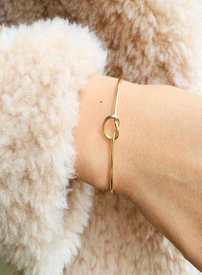 YIHOON 3PCS 14K Gold Plated Forever Love Knot Infinity Bracelets for Women | Gold Bangle Bracelet for Women (Gold) - Image 3