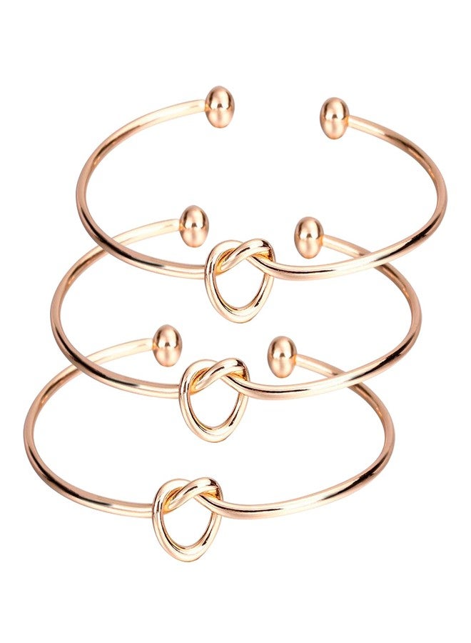YIHOON 3PCS 14K Gold Plated Forever Love Knot Infinity Bracelets for Women | Gold Bangle Bracelet for Women (Gold) - Image 1