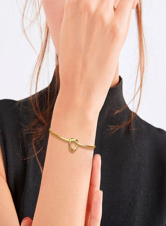 YIHOON 3PCS 14K Gold Plated Forever Love Knot Infinity Bracelets for Women | Gold Bangle Bracelet for Women (Gold) - Image 2