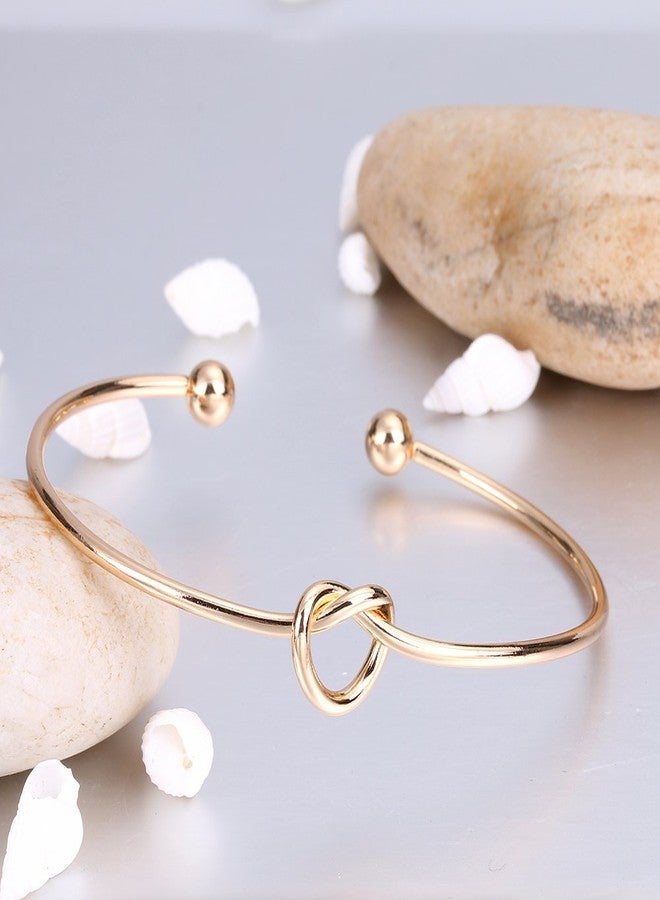 YIHOON 3PCS 14K Gold Plated Forever Love Knot Infinity Bracelets for Women | Gold Bangle Bracelet for Women (Gold) - Image 4