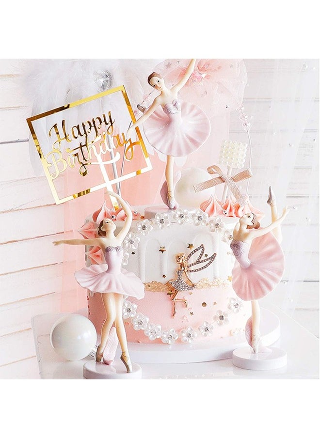 HY 3 Pcs Pink Dancing Ballerina Girl Figurine, Miniature Ballerina Girl Figure Collection Playset Doll Toy, Ballerina Girl Cake Topper, Ballerina Girl Plant Pot Craft Dollhouse Cake Decoration  - Image 2