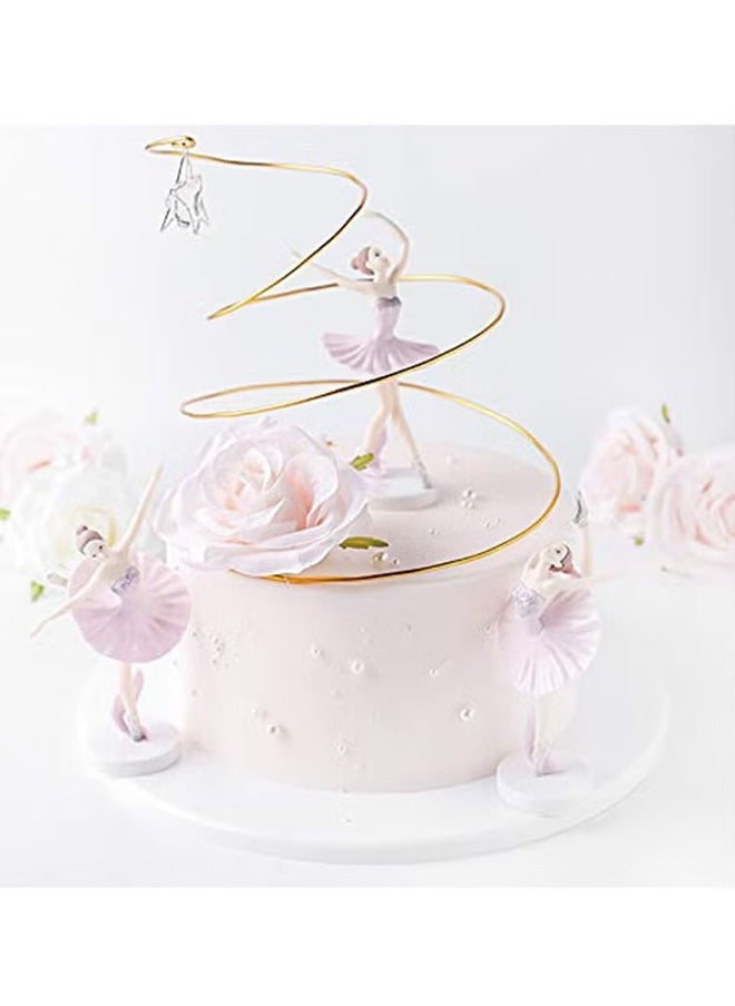 HY 3 Pcs Pink Dancing Ballerina Girl Figurine, Miniature Ballerina Girl Figure Collection Playset Doll Toy, Ballerina Girl Cake Topper, Ballerina Girl Plant Pot Craft Dollhouse Cake Decoration  - Image 3