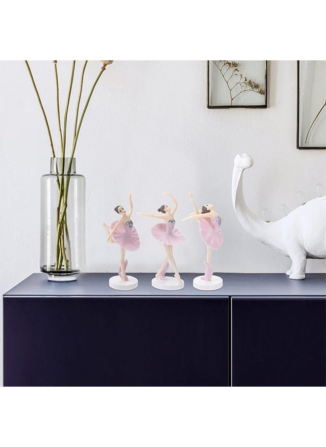 HY 3 Pcs Pink Dancing Ballerina Girl Figurine, Miniature Ballerina Girl Figure Collection Playset Doll Toy, Ballerina Girl Cake Topper, Ballerina Girl Plant Pot Craft Dollhouse Cake Decoration  - Image 5