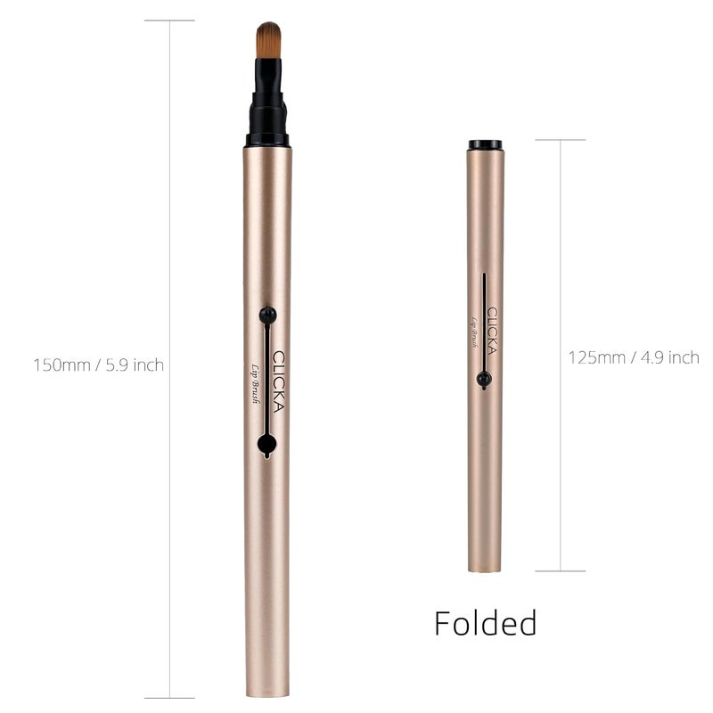 CLICKA Retractable Automatic Lid Professional Lip Brush 1pc (Champagne Gold) - Image 2