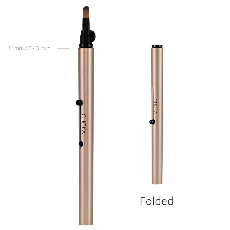 CLICKA Retractable Automatic Lid Professional Lip Brush 1pc (Champagne Gold) - Image 4