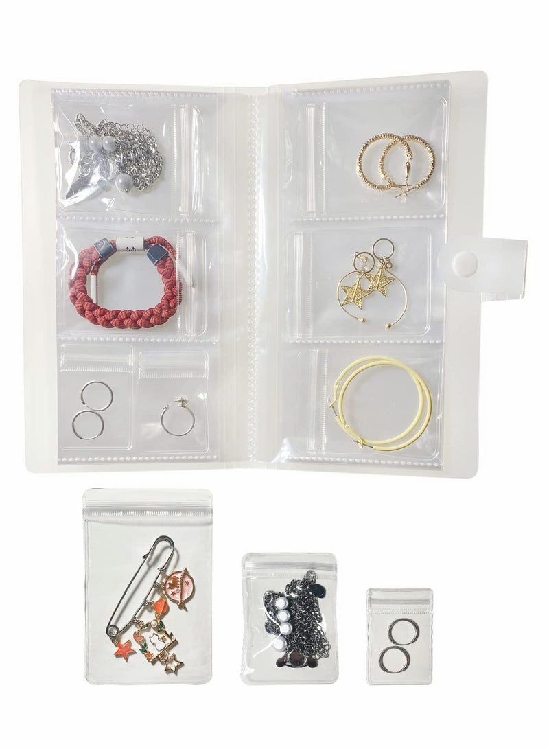 KASTWAVE Transparent Jewelry Storage Book, Earring Organizer Storage Book, Portable Travel Anti-Oxidation Jewelry Earring Storage Book, for Rings Necklace, Bracelets, Earring (84 Grids + 100 Thicken PVC Bags) - Image 1