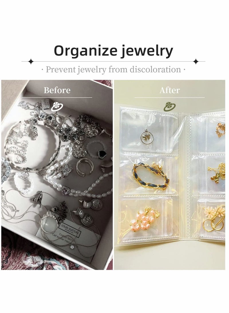 KASTWAVE Transparent Jewelry Storage Book, Earring Organizer Storage Book, Portable Travel Anti-Oxidation Jewelry Earring Storage Book, for Rings Necklace, Bracelets, Earring (84 Grids + 100 Thicken PVC Bags) - Image 3