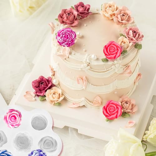 ZQYSING 7 Cavity Flower Silicone Molds, Flower Candle Molds for Candle Making, Rose Peony Fondant Molds for Jelly Chocolate Mousse Cake Decorating Scented Candles Soaps Making, Wax, Resin Casting Crafts - Image 5
