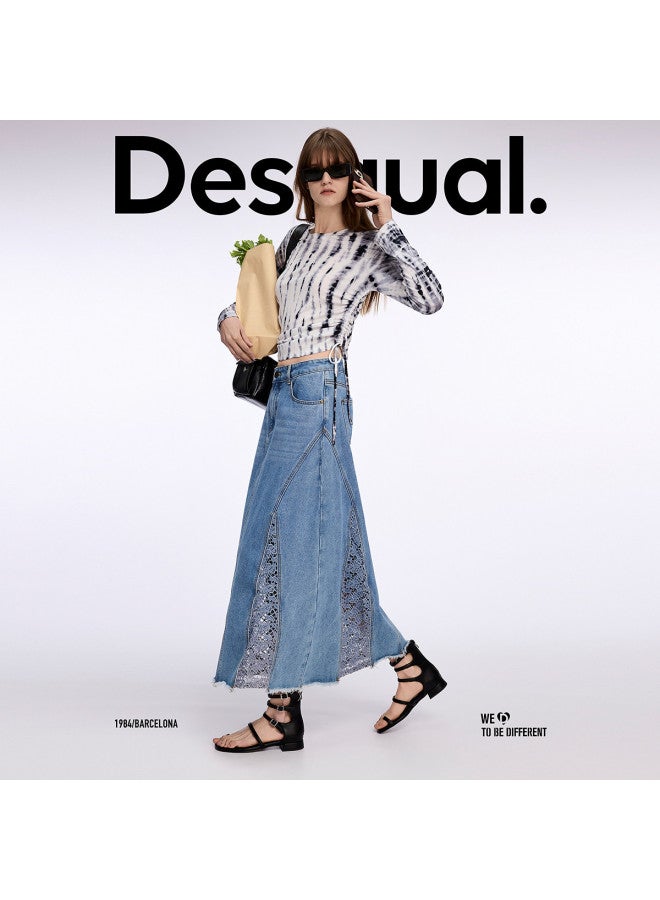 DESIGUAL spring-summer 2025 New Tie-dye Lyocell Women's T-shirt With Side Drawstring Design - Image 4