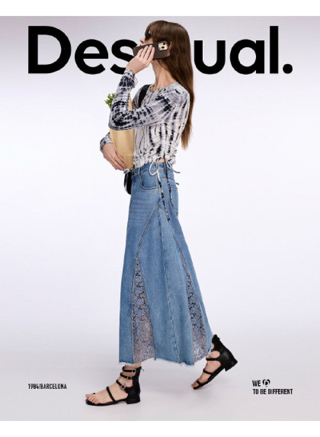 DESIGUAL spring-summer 2025 New Tie-dye Lyocell Women's T-shirt With Side Drawstring Design - Image 1