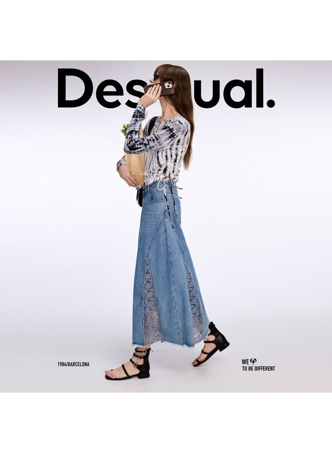 DESIGUAL spring-summer 2025 New Tie-dye Lyocell Women's T-shirt With Side Drawstring Design - Image 2