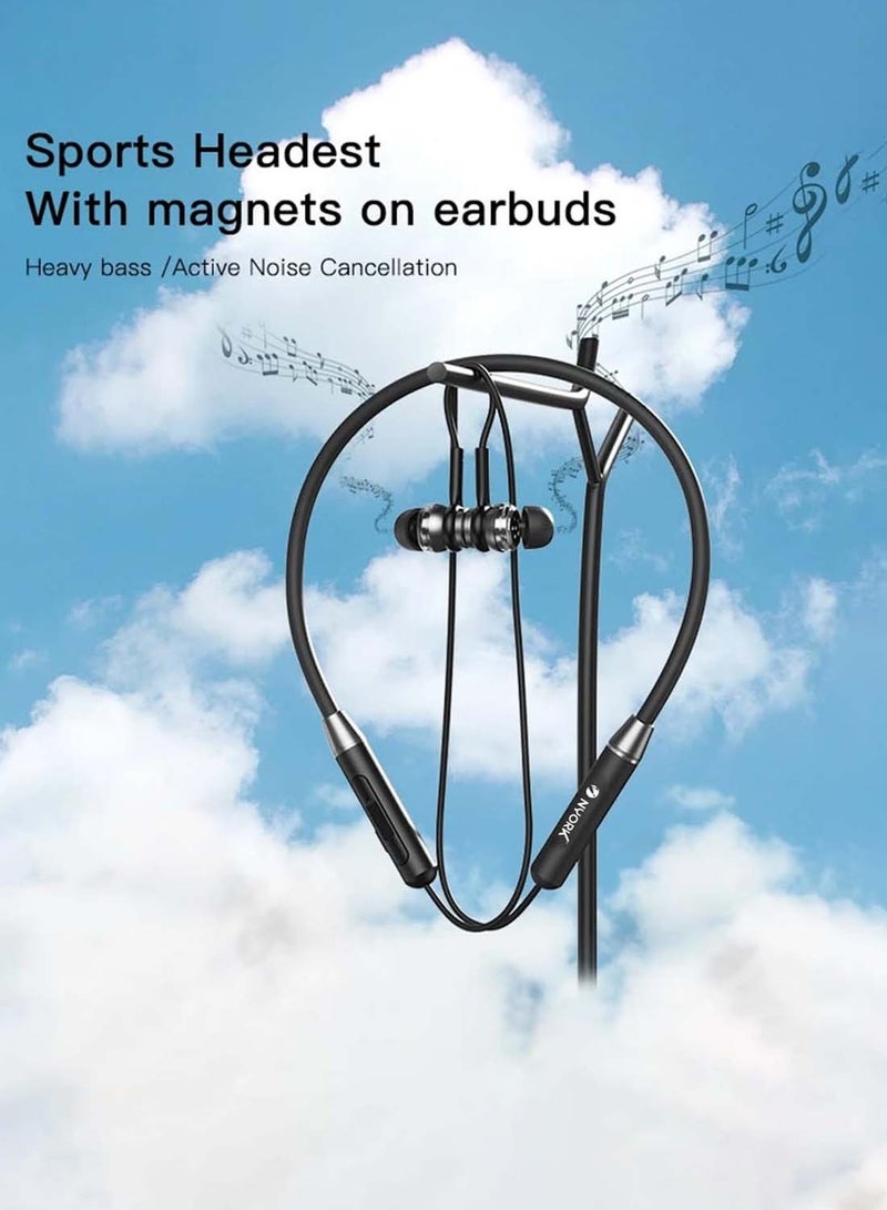 CHAPPELINE BL-07 Headphones Wireless Bluetooth Neckband Wireless Headsets for Sport Built-in Microphone, 100 H Playtime Semi-in-Ear Earbuds for Running, Workout, Gym - Black - Image 2