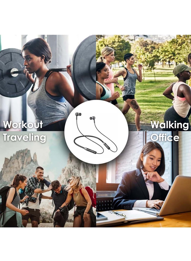 CHAPPELINE BL-07 Headphones Wireless Bluetooth Neckband Wireless Headsets for Sport Built-in Microphone, 100 H Playtime Semi-in-Ear Earbuds for Running, Workout, Gym - Black - Image 3