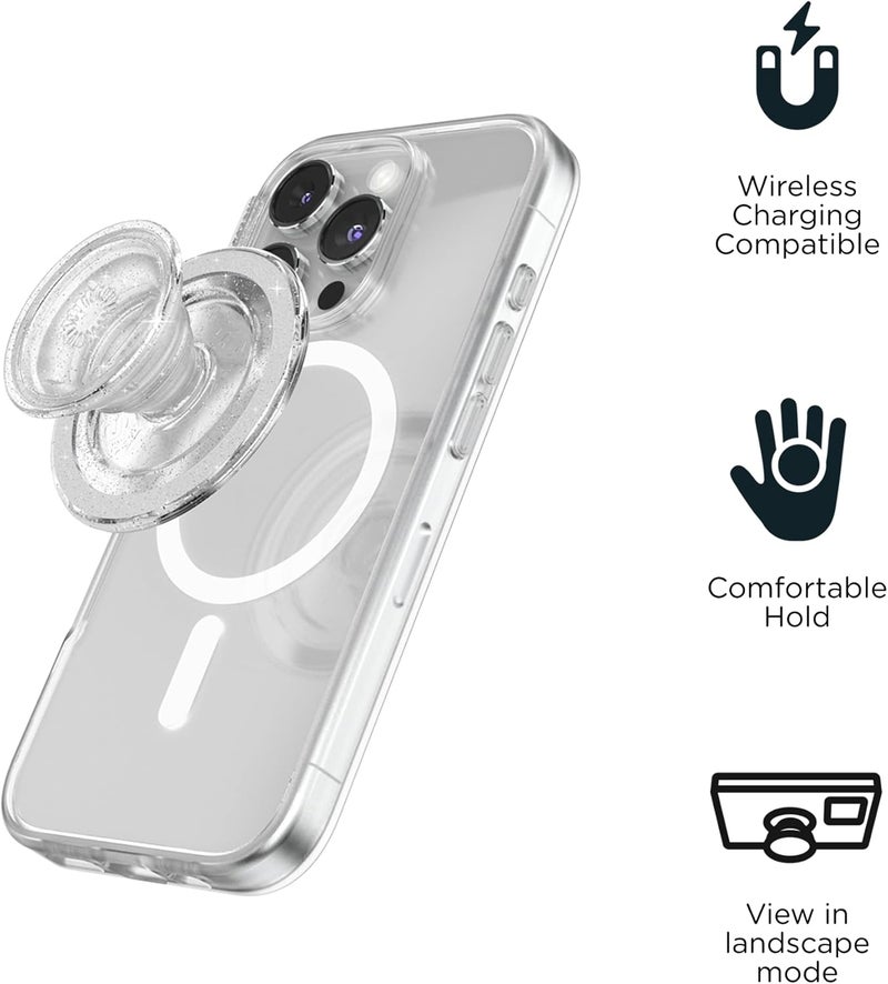 POPSOCKETS Phone Grip Compatible with MagSafe, Adapter Ring for MagSafe Included, Phone Holder, Wireless Charging Compatible - Clear - Image 2