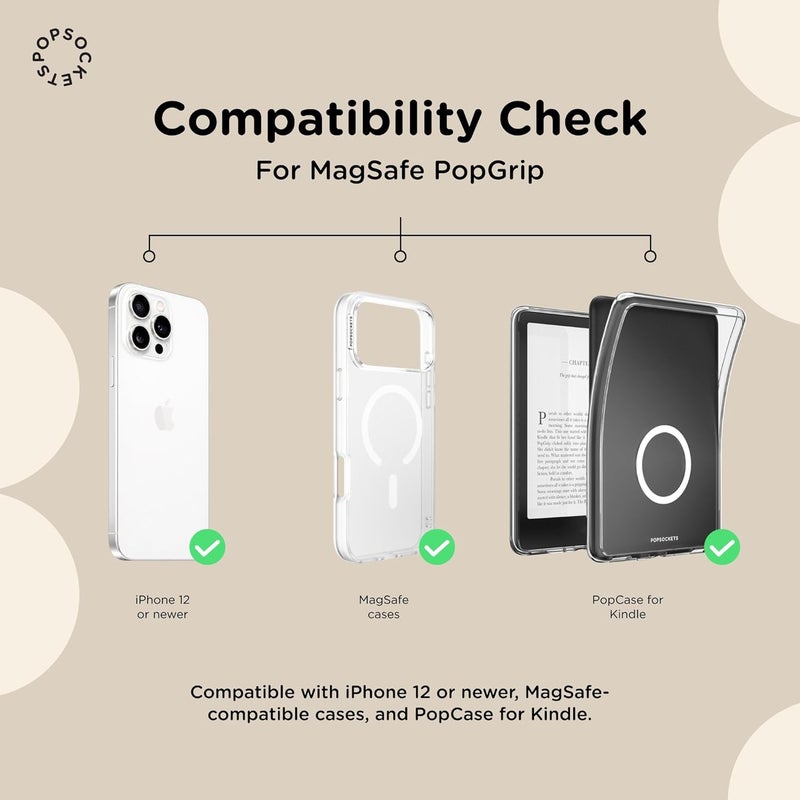 POPSOCKETS Phone Grip Compatible with MagSafe, Adapter Ring for MagSafe Included, Phone Holder, Wireless Charging Compatible - Clear - Image 3