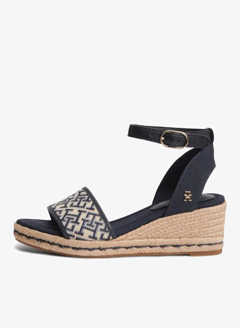 TOMMY HILFIGER Logo Plaque Jacquard Wedge Heel Espadrilles
