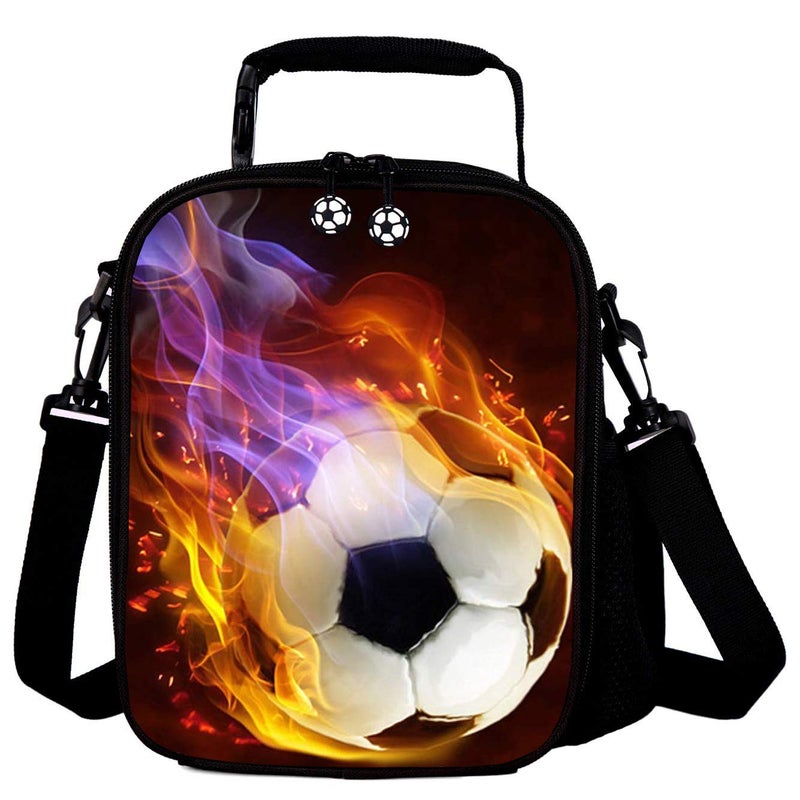 7-Mi (Football03) - HiMi Portable Kids Lunch Box Bag, Reusable Insulated Lunch Tote for Kids Boys Girls Washable Crossbody Lunch Container Food Carrier, Football03 - Image 1